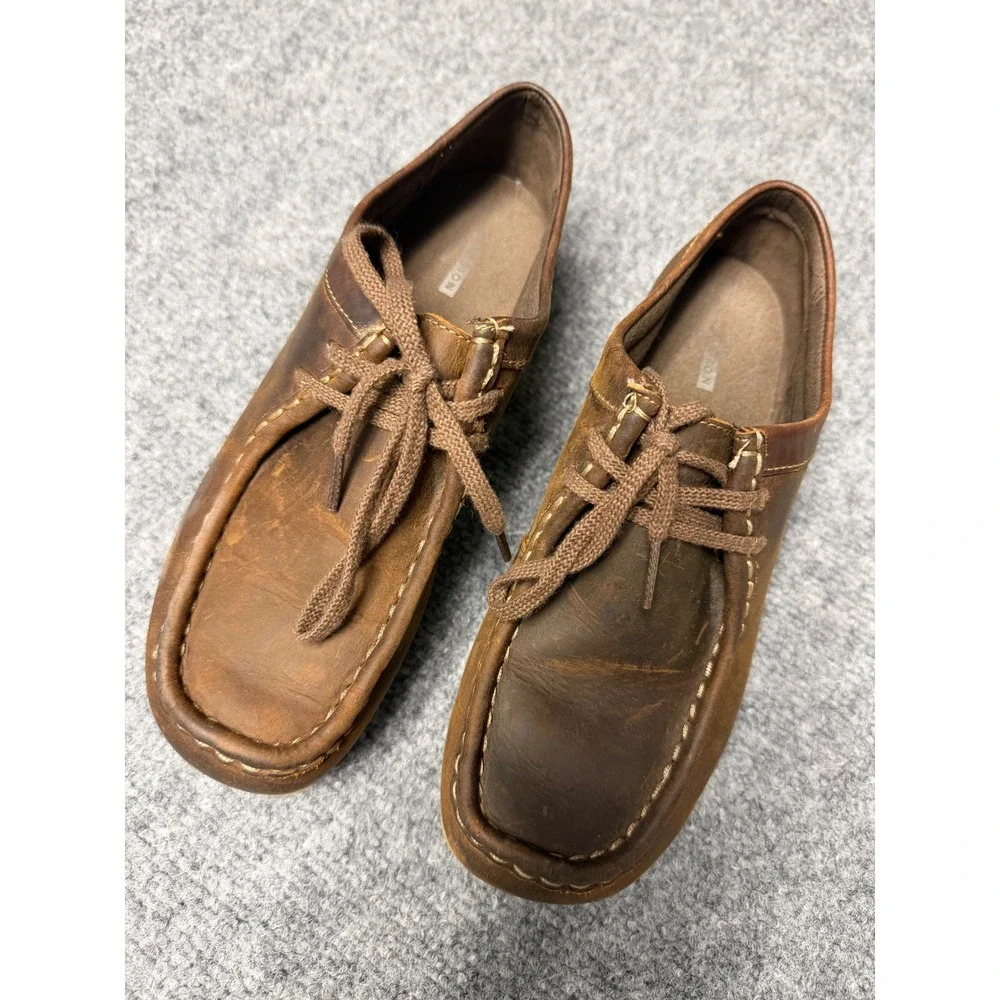 Clarks Padmore Brown Leather Moc Toe Lace Up Shoes Kids 5.5 UK 7.5 US